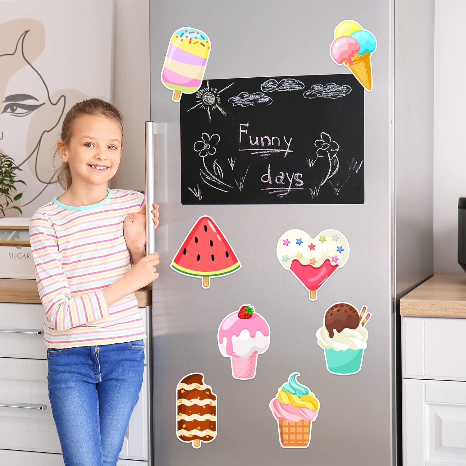 32Pcs Ice Cream Sticky Notes,640Sheet Summer Sticky Notepad Cute Fruit Note Pads Self Sticky Writing Memo Pads Page Marker Supplies Kids Adults Small Gift - Image 4