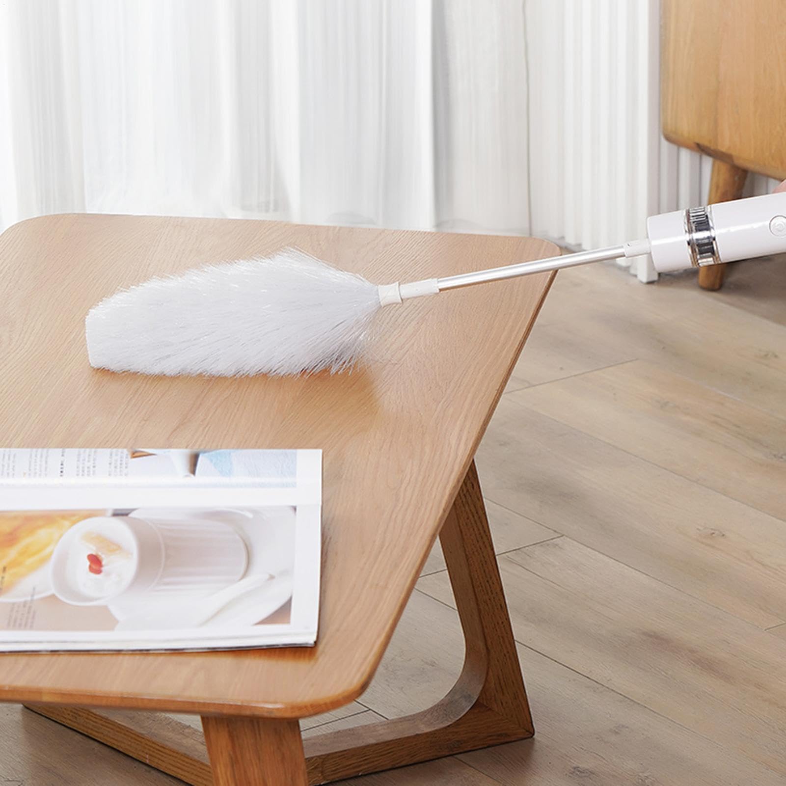 Spin Duster - Elektrische Federbürste, verstellbarer Spinne Staubwedel