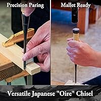 Vista 2 de SUIZAN Cincel japonés de madera 1/8" (3mm) - Herramientas profesionales Oire Nomi para carpintería