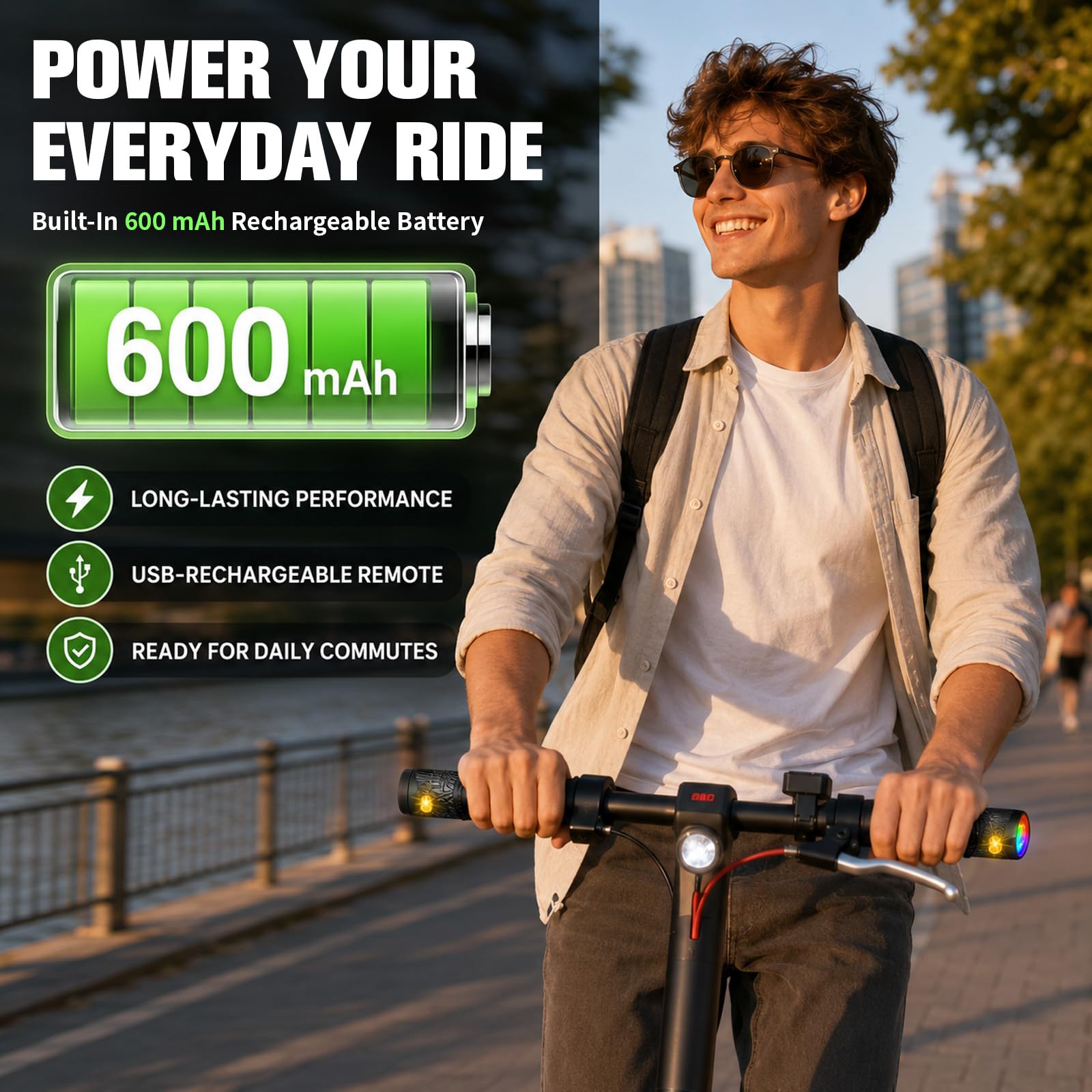 E Scooter Blinker Griff - Roller Blinklicht mit 6 Farbenfrohen Lichtmodi, Magnetischer Ladestation & Fernbedienung, Handlebar Grips, für Xiaomi M365/Pro1/Pro2 Ninebot G30, Scooter Zubehör