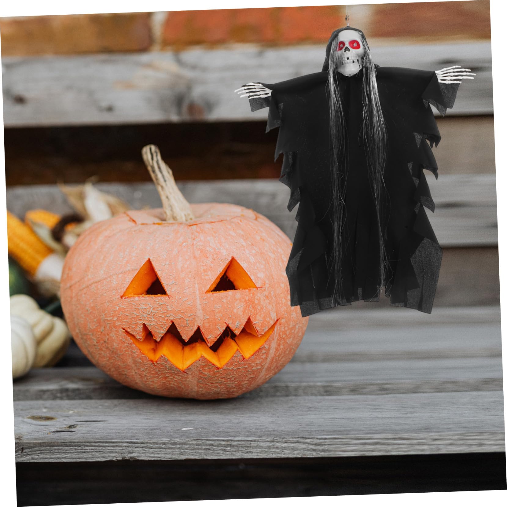 BESTonZON 3pezzi Fantasma Appeso per Halloween Decorazione di Scheletro Teschio con Attivazione da Suono Bagliore Notturno per Giardino Patio Casa Stregata Cortile