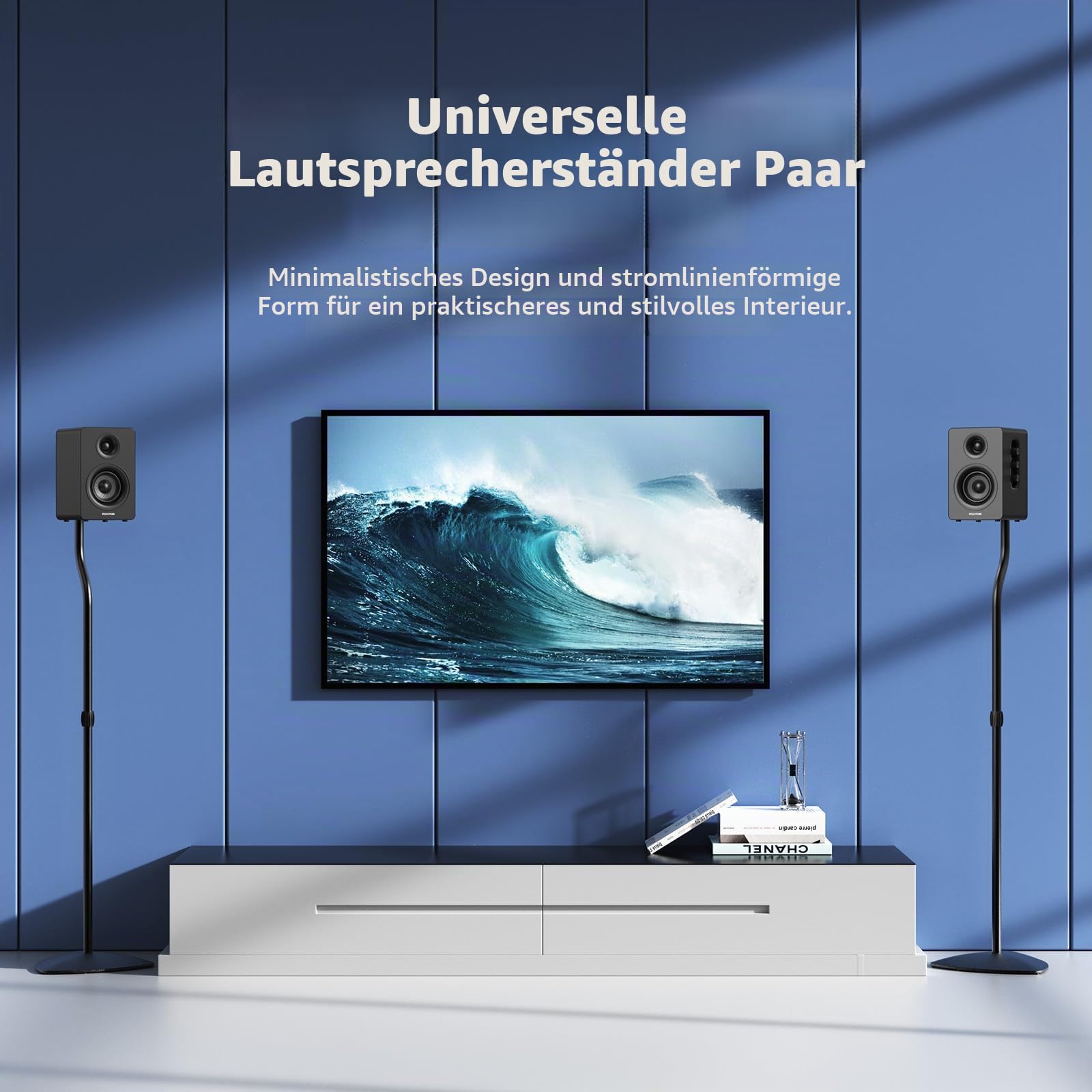 Anautin Universal-Lautsprecherständer, 2 Stück, Satelliten- und Bücherregal-Lautsprecherständer, 71,1–96,5 cm, verstellbar, Surround-Sound-Lautsprecherständer für Heimkino, kompatibel mit Sony/Bose