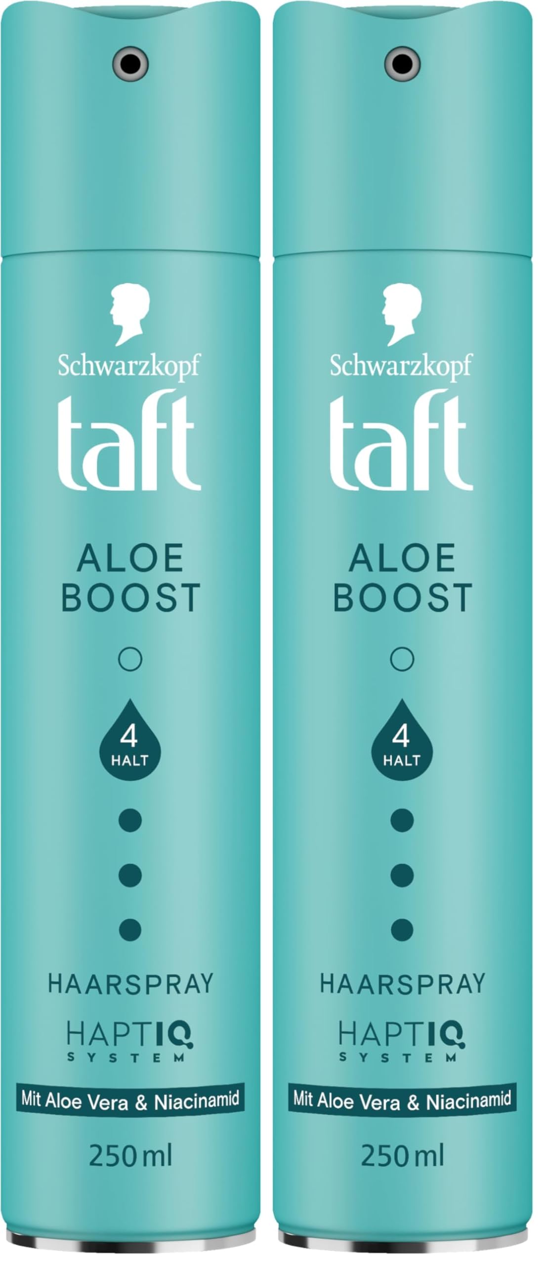 TAFT Haarspray Aloe Boost mit Aloe Vera-Komplex & Niacinamid, Haltegrad 4 (250 ml), Styling Spray für alle Haartypen, Haarspray ohne Silikone für langanhaltenden, nicht klebrigen Halt (Packung mit 2)