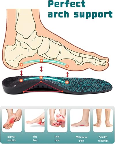 Miniatura 2 de Plantillas ortopédicas para fascitis plantar, pies planos, plantilla de soporte de arco para hombres y mujeres, de pie todo el día, cómodo inserto