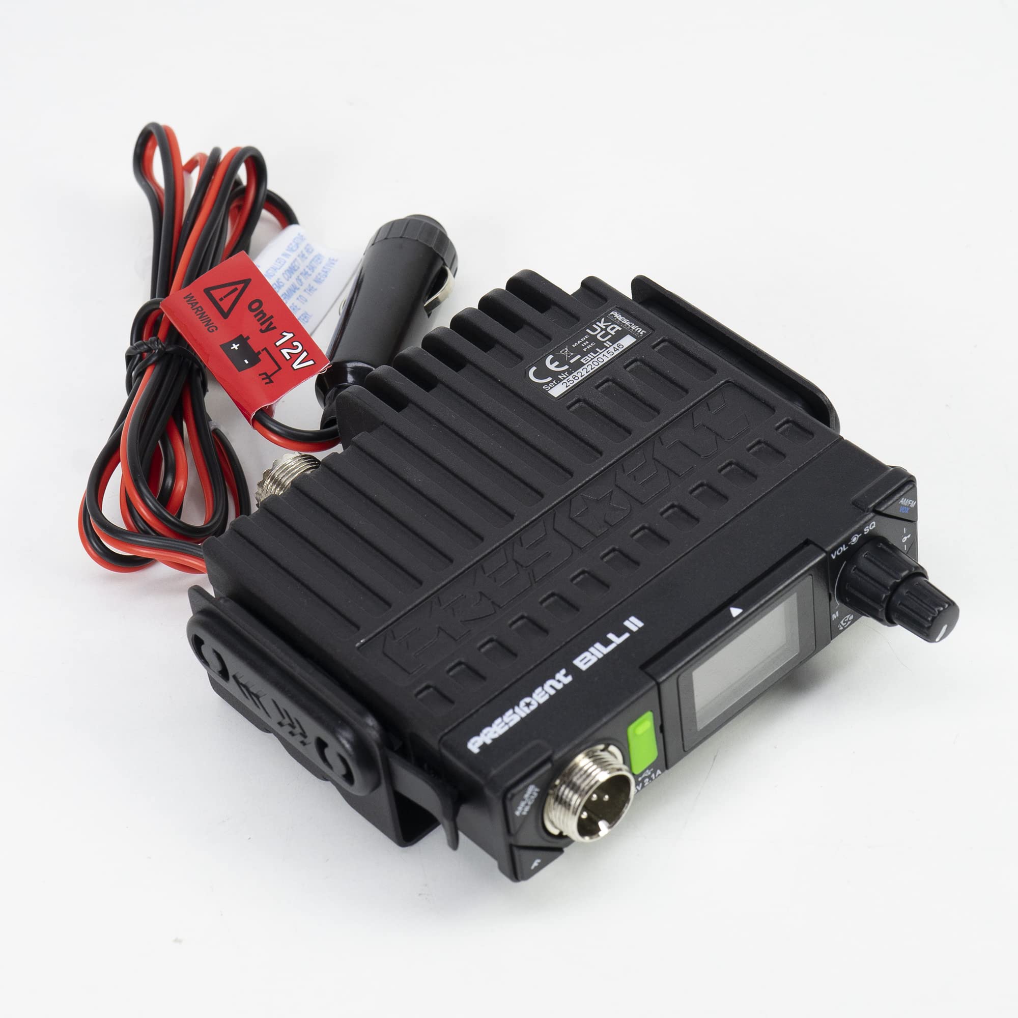 Radio CB President Bill II ASC, VOX, Roger Beep, Scan, 4W, 12 V Mejorado con filtros de Ruido NB, ANL y Hi - Cut, Nero