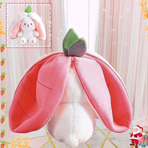 Miniatura 5 de SATKULL Juguetes de conejo de Pascua, juguete de peluche reversible de conejo de fresa, juguete de peluche reversible, muñeca de conejo de Pascua,