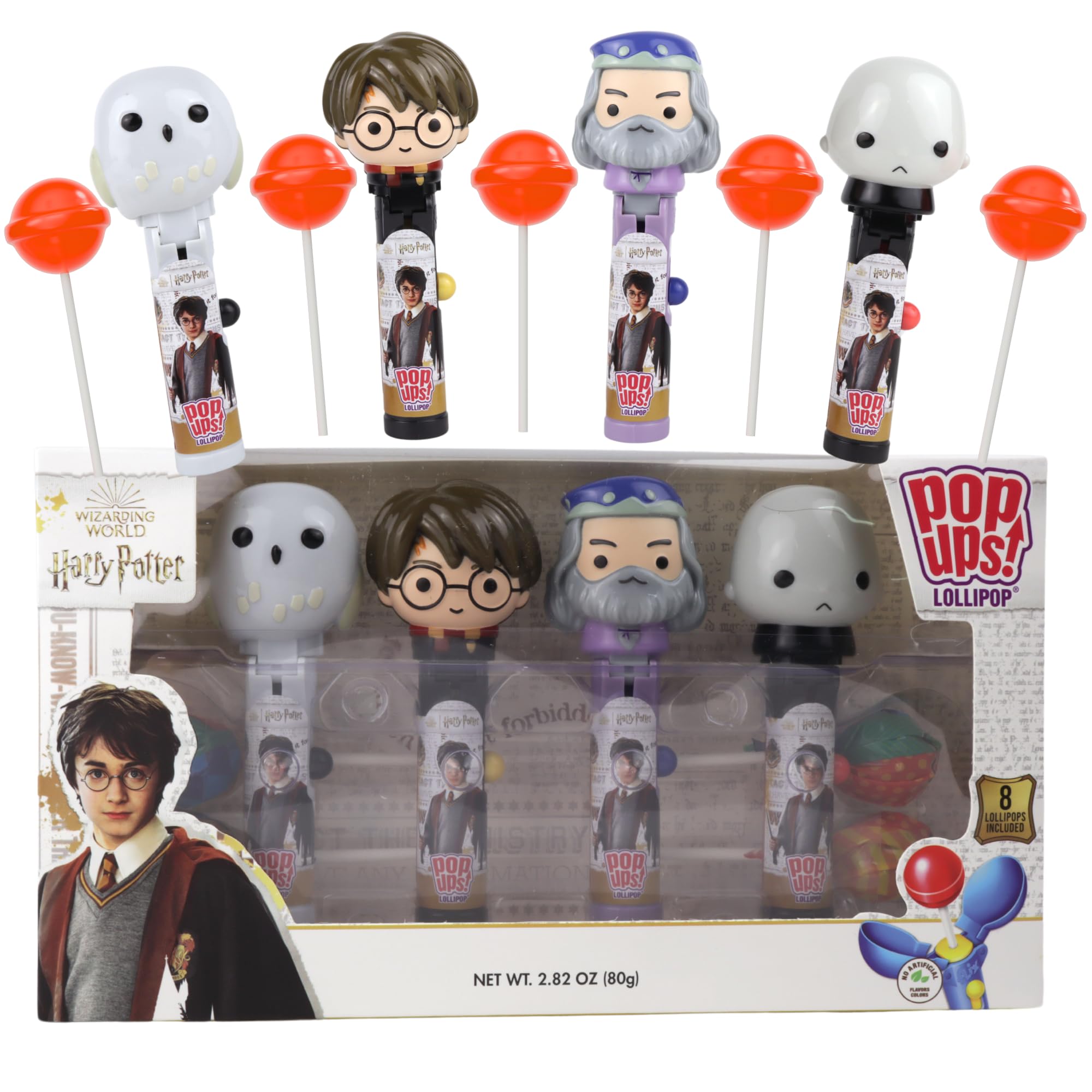 Limited Edition Harry Potter Pop Ups Gift Set, Individually Wrapped Suckers with Character Lollipop Holders, Strawberry Flavored, 2.82 Ounces