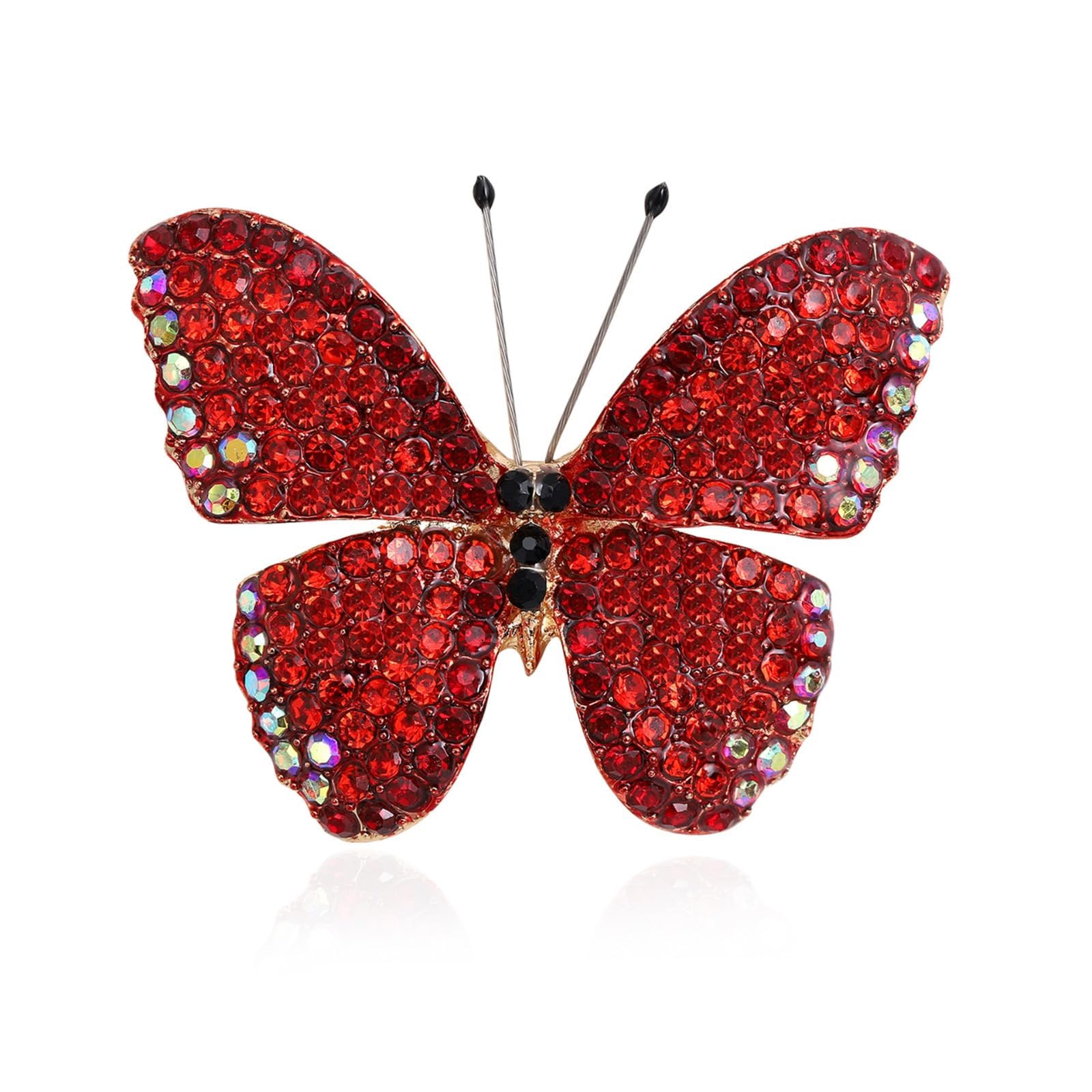 Butterfly Brooch Pin for Women Gifts Red Rhinestone Crystal Lapel Pin for Sweater Shawl Scarf Hat Bag