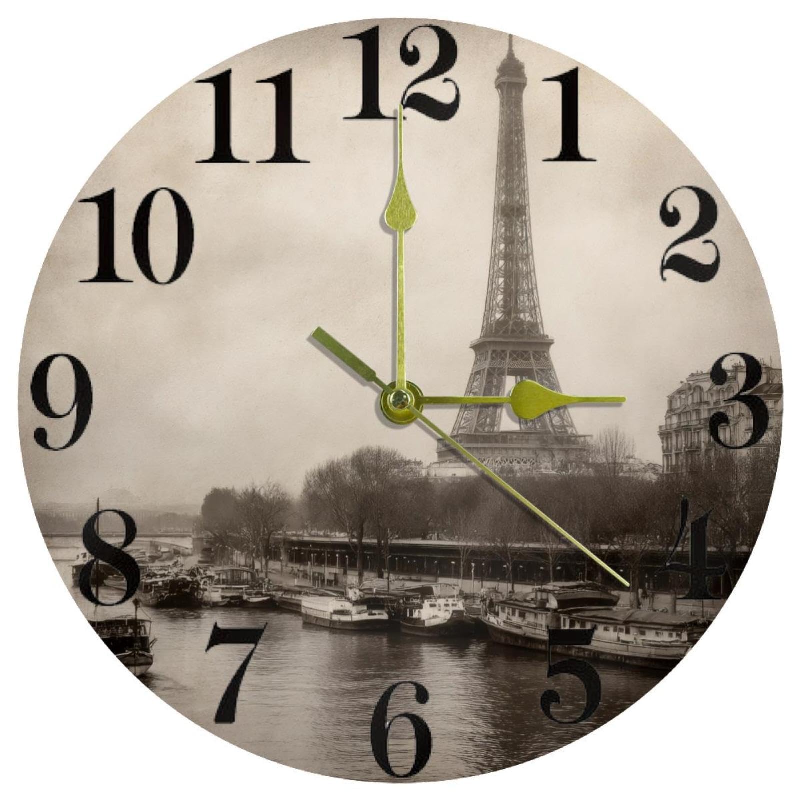 Horloge murale a quartz silencieuse ronde style vintage Paris pour deco interieure