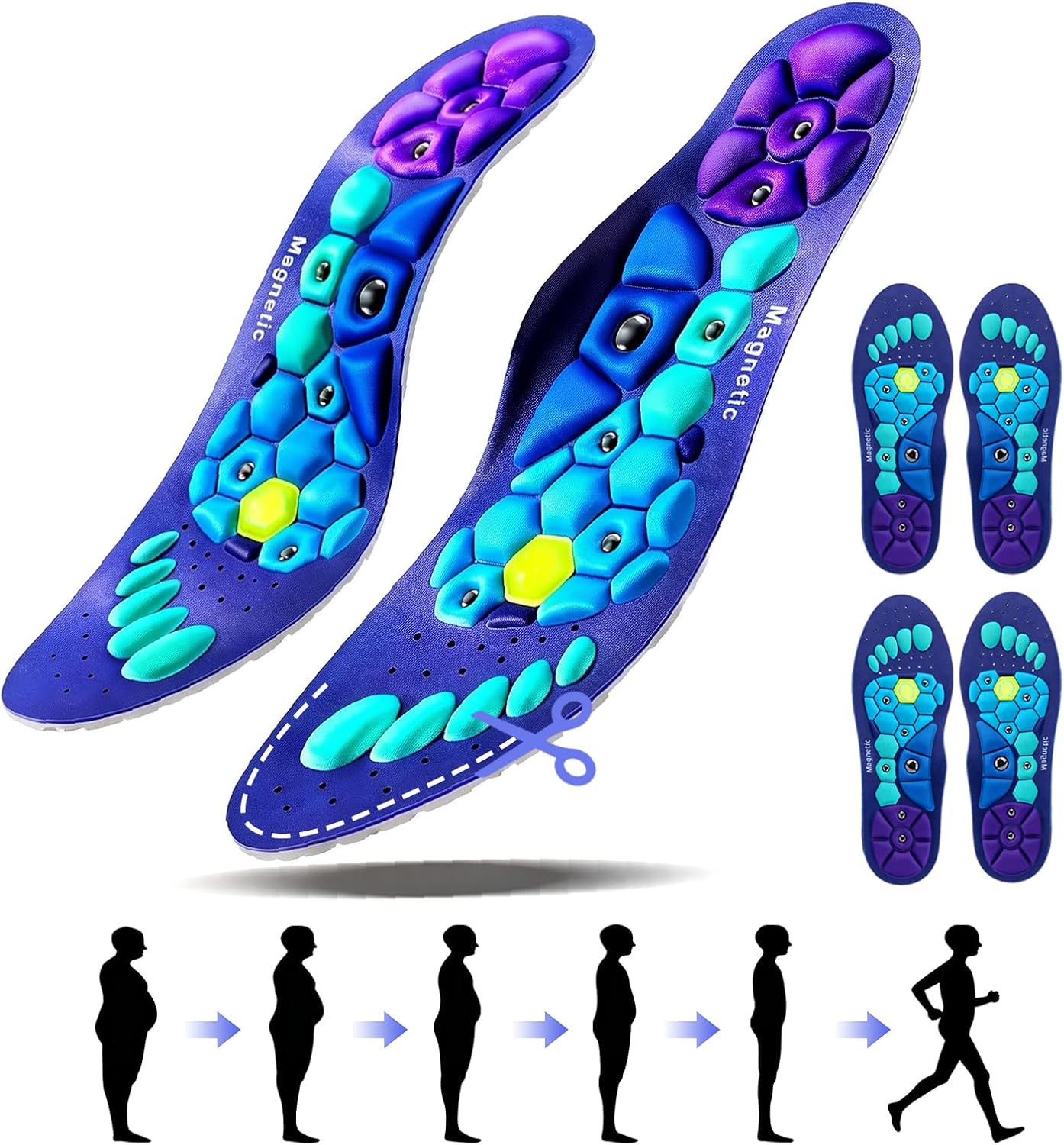 3 PCS Orthopedic Acupressure Insoles for Men & Women Reflexology Massage Foot Insoles for Helps Blood Circulation Comfortable Support for Daily Use (L(Men 9.5-12/Women 10.5-13))