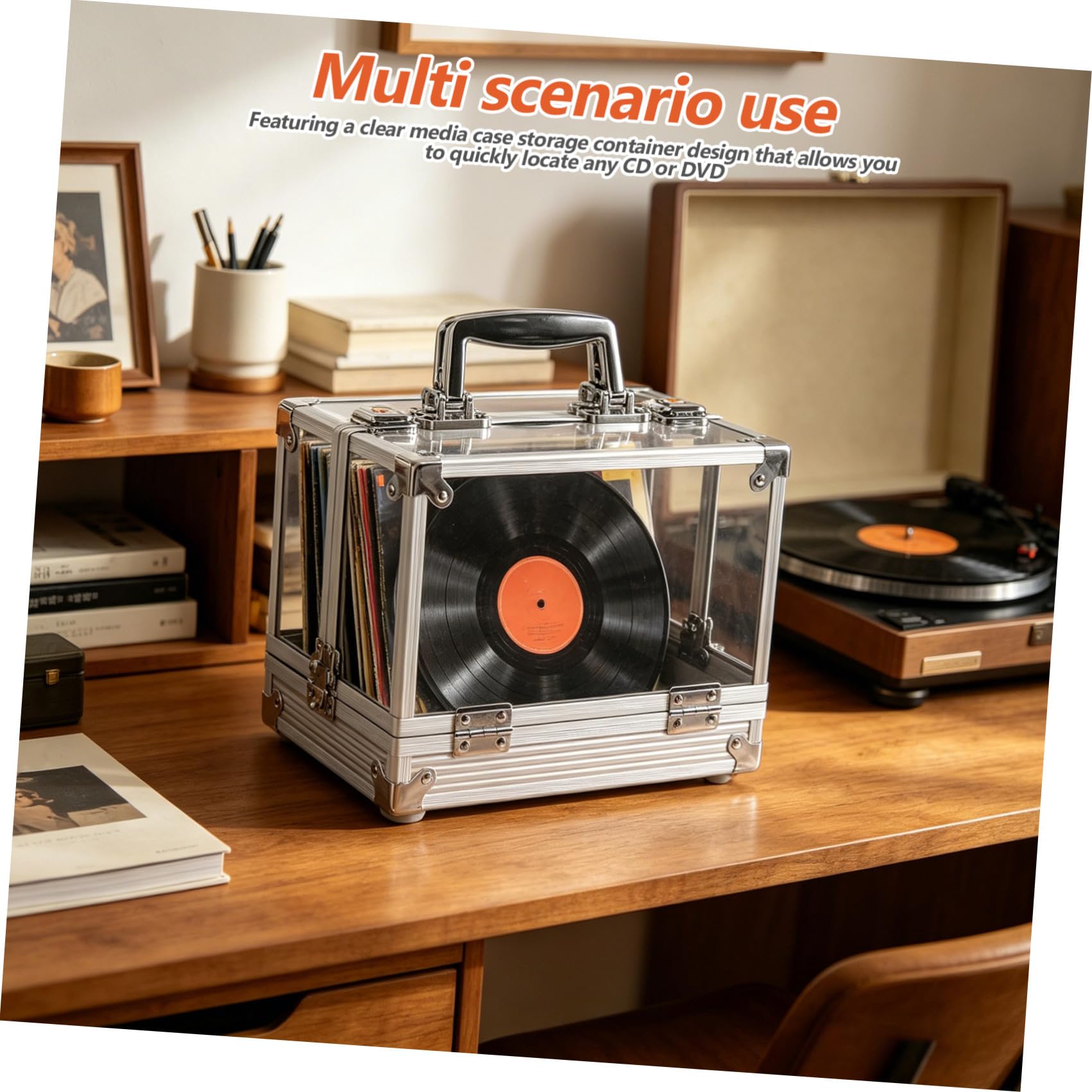 FRCOLOR Scatola Trasparente per Conservare Vinili e CD con Grande Capacità Contenitore per Dischi e Dvd per Uso Domestico e Organizzazione
