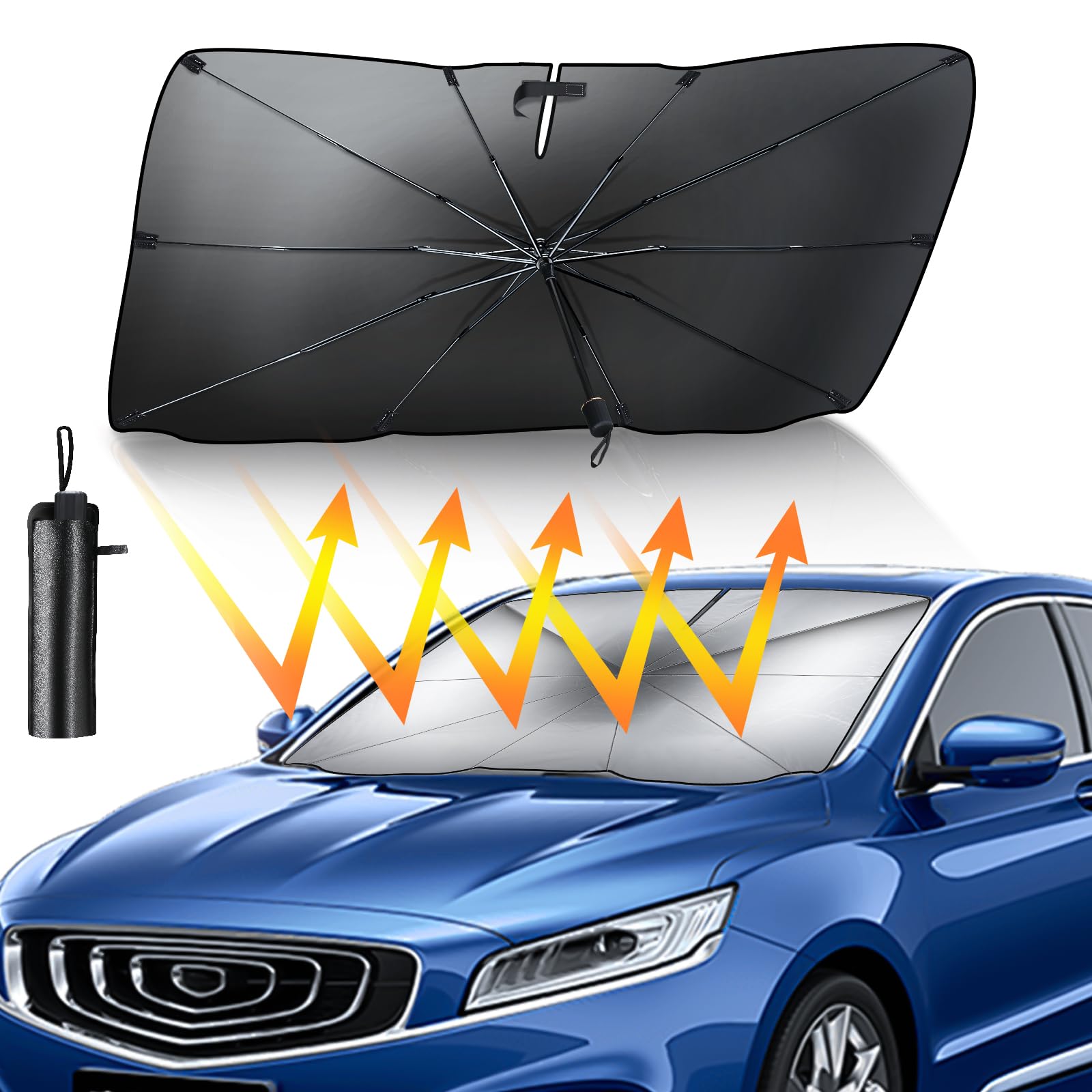 Car Windshield Sunshade Umbrella, Foldable Windshield Sun Shade for Insulation, Front Window Visor Car Shade, Windshield Cover (57 * 31 in)