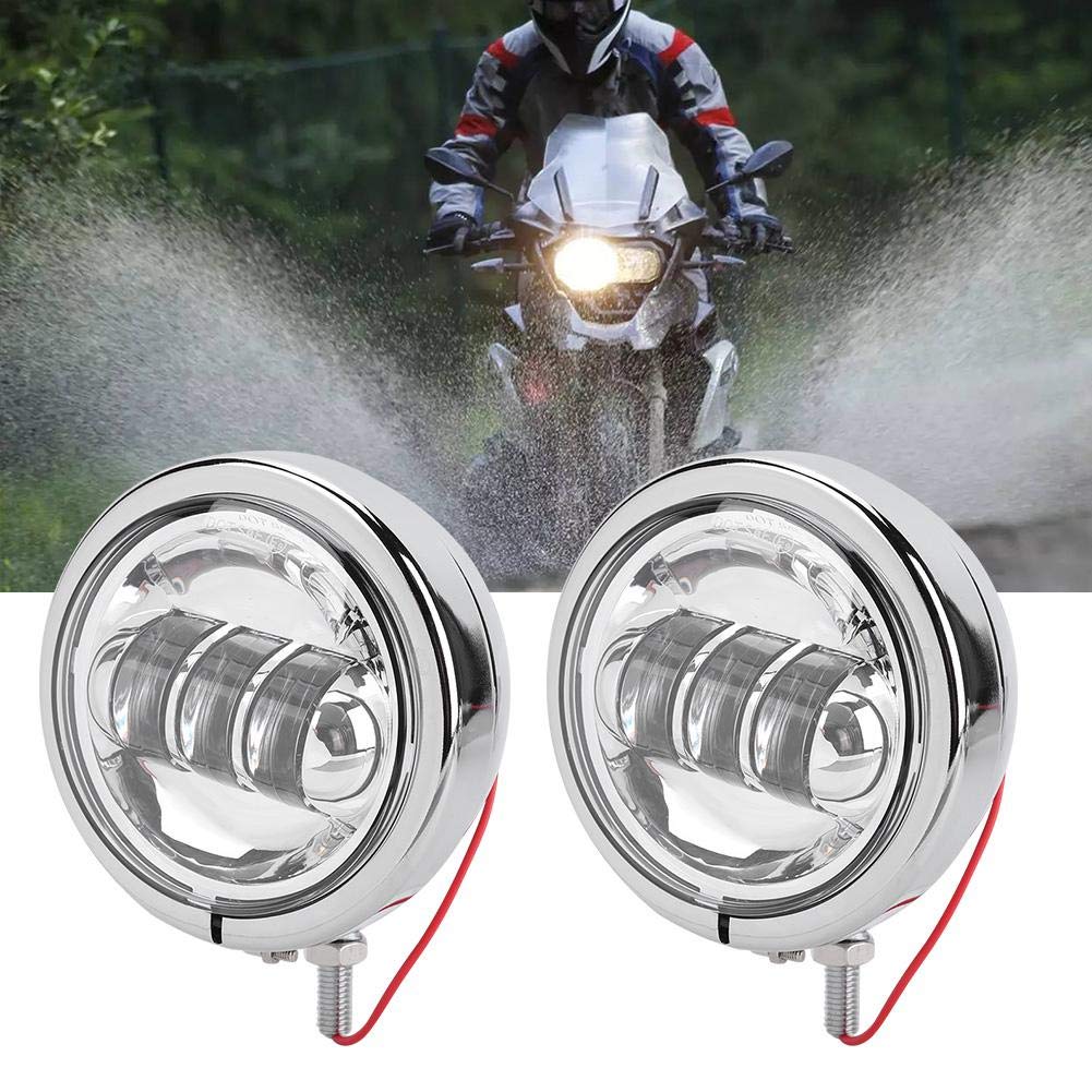 Yctze Fendinebbia per moto 4,5 pollici, fendinebbia DC10-30V cromato con alloggiamento in lega di alluminio