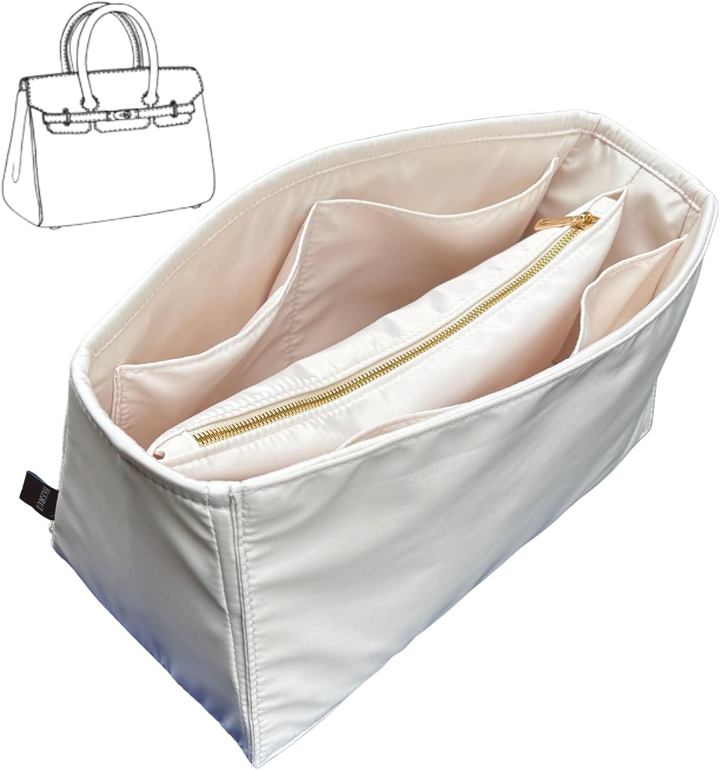 purse Organizer for H.ermes Birkin 20/25/30/35/40/insert Premium Nylon Tote Shaper Handbag Storage Pockets (lightblue, Birkin35)