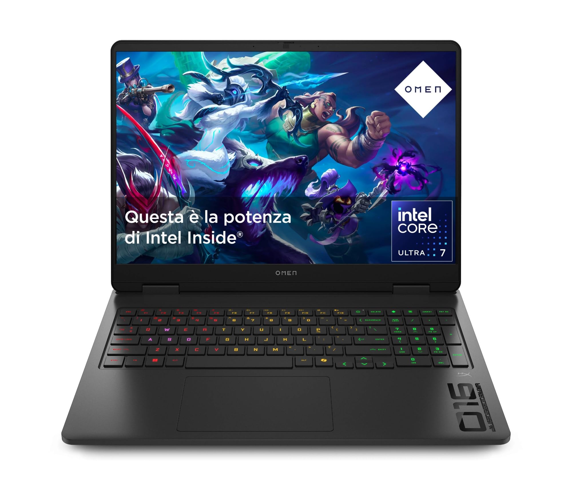 HP OMEN 16-an0002sl, Notebook, Intel Core Ultra 7 255H, 32GB RAM, 1TB SSD, Display 16 2K IPS 165Hz, Antiriflesso, NVIDIA RTX 5060 8GB, Cam TNR 1080p, 3 Mesi di PC Game Pass Inclusi, Windows 11, Nero
