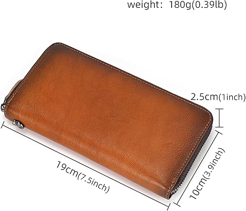 Miniatura 2 de Cartera larga de cuero genuino para hombres, bolso de gran capacidad, bolso de mano, chequera, tarjetas de crédito en efectivo, soporte para teléfono