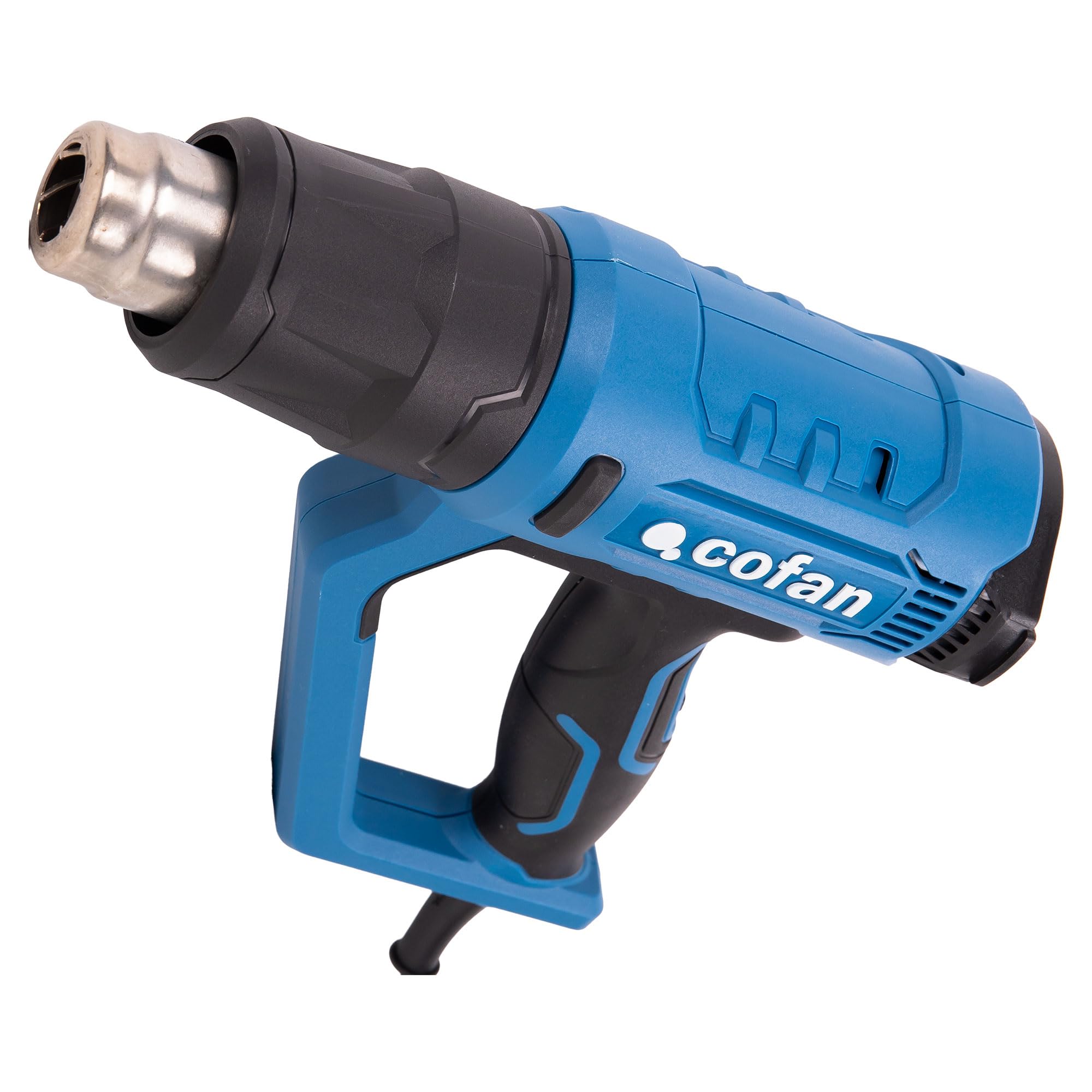 Cofan Pistola de aire caliente 2000 W | LCD digital display |Temperatura regulable 50° hasta 650° | 5 accesorios para decapar, deformar tubos, encoger PVC