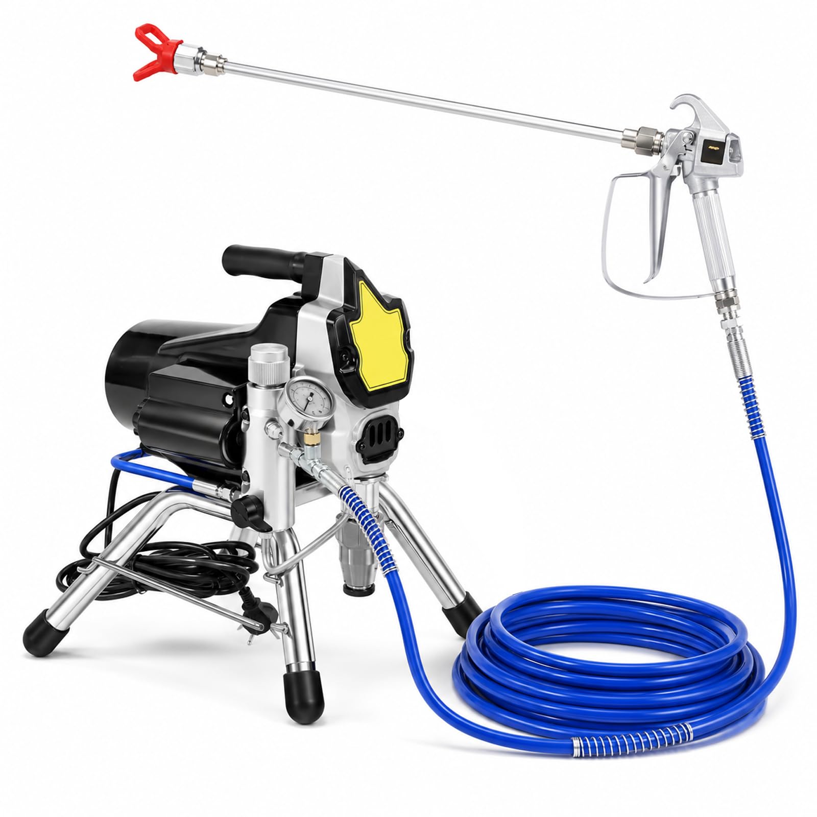 Pulverizador de pintura Airless 1800W, sistema sin aire de alta presión 3300 PSI con pistola y manguera de 8 m, estación de pulverización para paredes techos muebles interior exterior