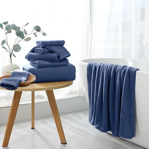 Vista 170 de Juego de toallas de microfibra de 8 piezas, 2 toallas de baño, 2 toallas de mano, 4 toallas pequeñas, toalla de baño extra grande para baño, hotel