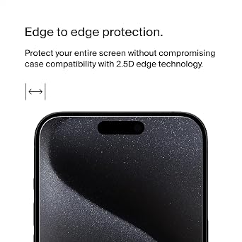 Belkin Tempered Glass 9H Scratch-Resistant Screen Protector iPhone 15 Pro
