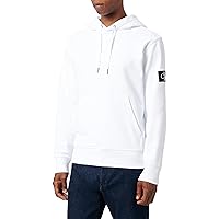 Calvin Klein Felpa Uomo Badge con Cappuccio, Bianco (Bright White)