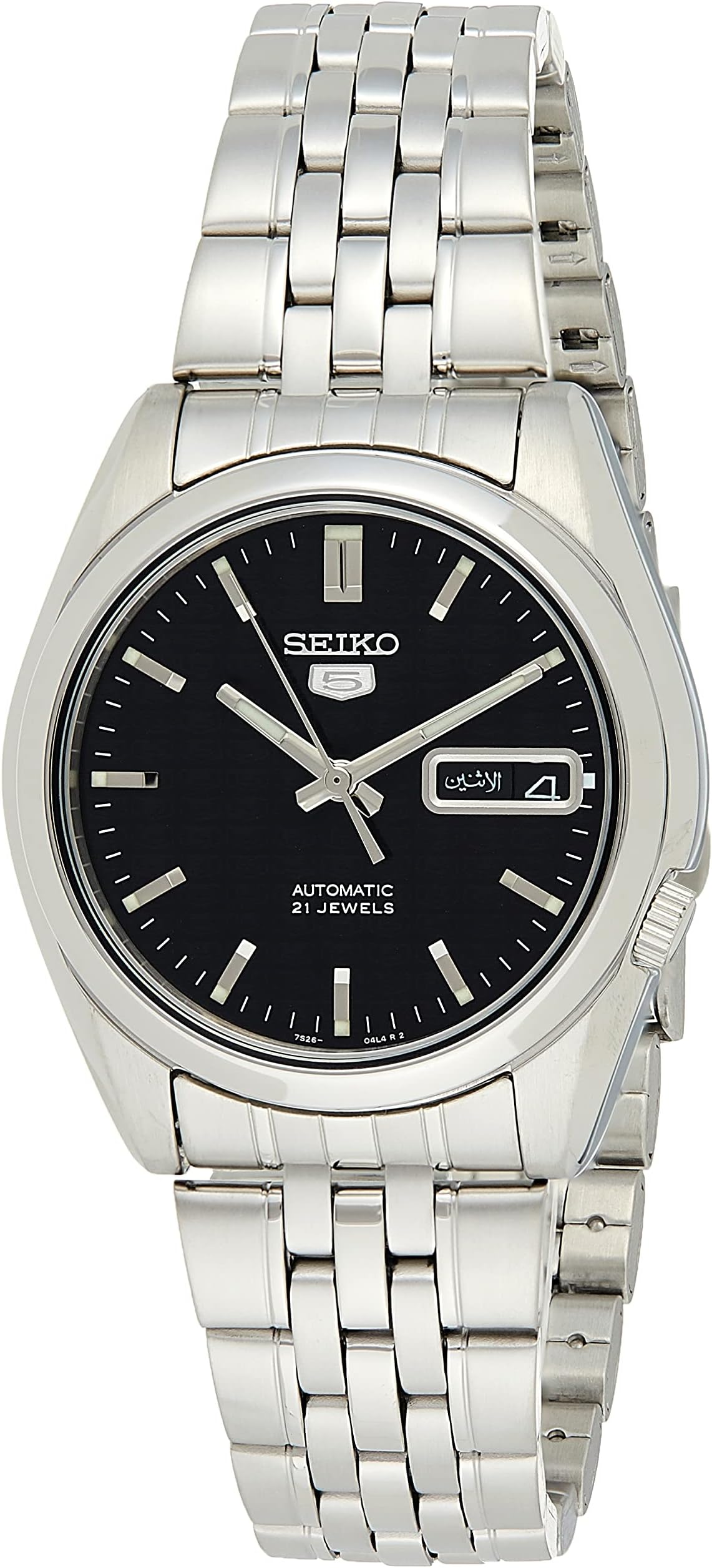 Seiko Men's SNK361 Stainless Steel Analog with Black Dial Watch
