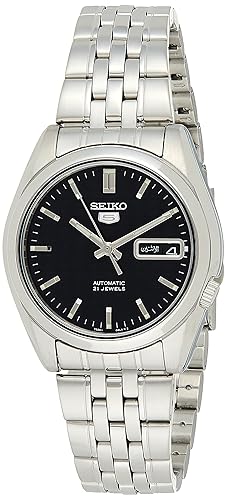 Reloj analógico Seiko para hombre SNK361 de acero inoxidable con esfera negra