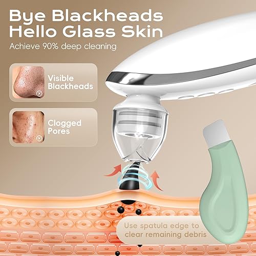 Miniatura 6 de Herramienta de vacío para eliminar puntos negros, extractor de poros para cara con cámara y raspador, aspiradora de poros facial para hombres y