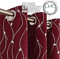 Vista 86 de BGment Room Darkening Curtains 95 Inches Long, Grommet Thermal Insulated Blackout Curtains with Wave Line and Dots Printed for Bedroom, 2 Panels