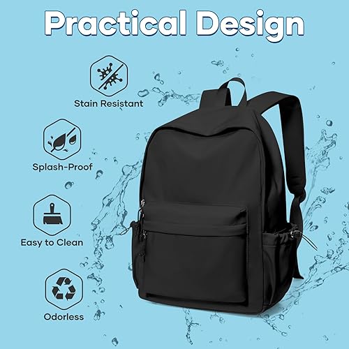 Miniatura 3 de UPPACK Mochila ligera para la escuela mochila impermeable para estudiantes de secundaria A-Negro Mochilas Daypack