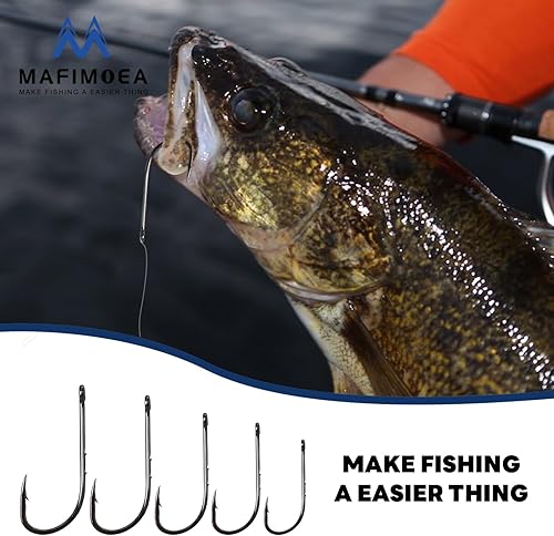 Miniatura 7 de MAFIMOEA - Paquete de 110 anzuelos de pesca con forma de pulpo, pequeños ganchos de alto carbono, ganchos circulares surtidos para lubina, crappie,