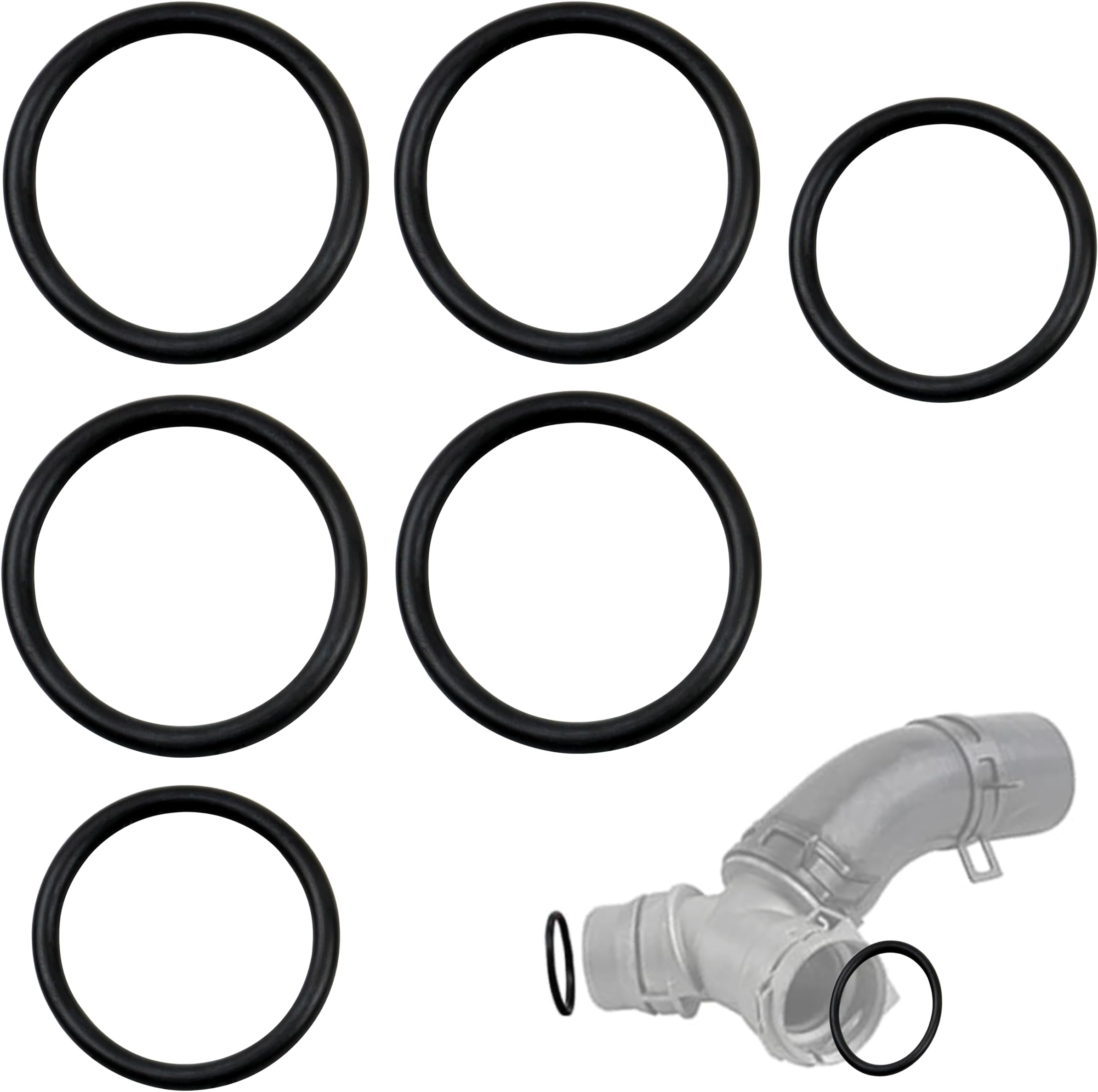6 Pack 926-168 Radiator Hose O-Ring Kit for 2011-2018 Ford F-150 5.0L & Mustang, Radiator Hose & Coolant T-Pipe Seal, Replaces DR3Z-8566-A and BC3Z-8590-F