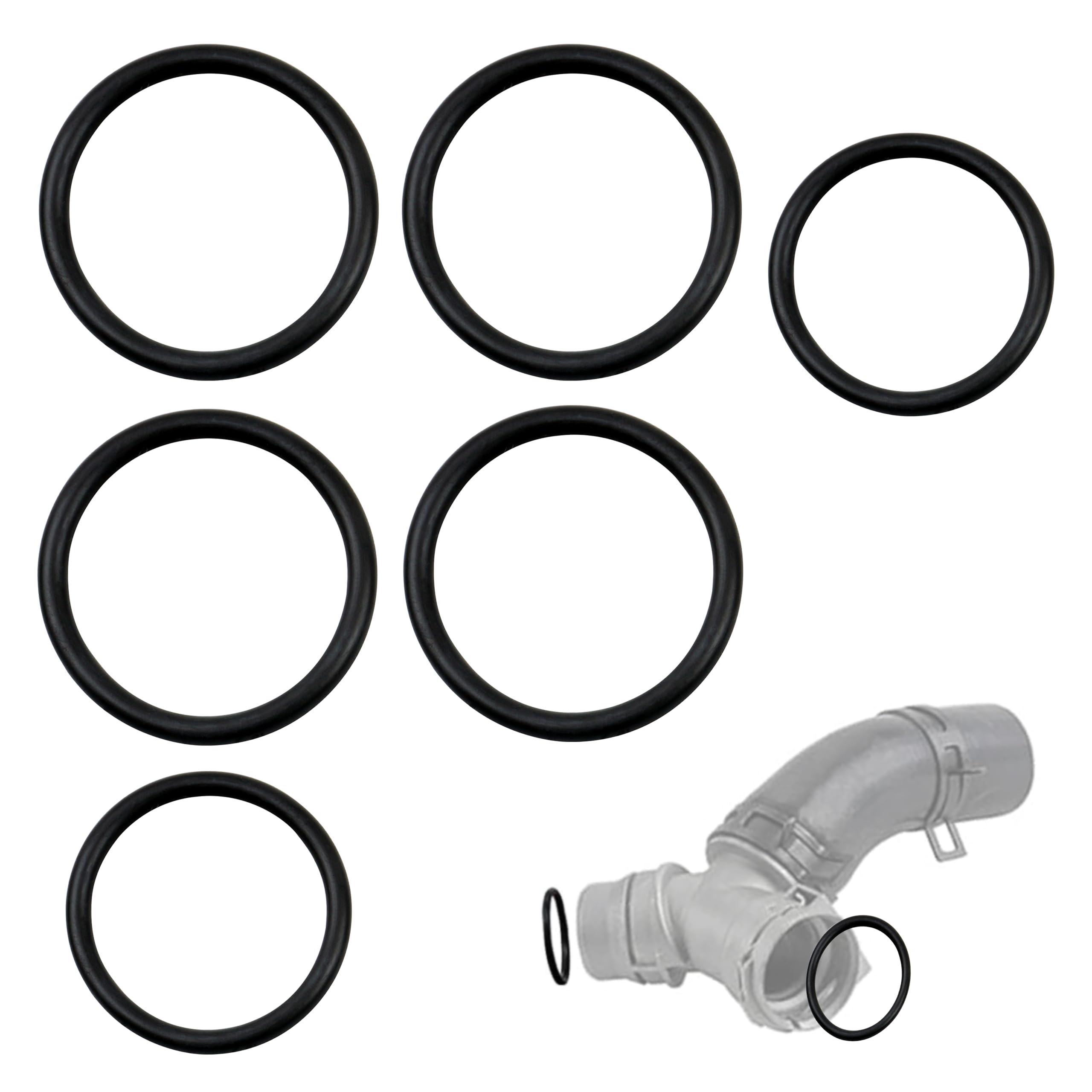 6 Pack 926-168 Radiator Hose O-Ring Kit for 2011-2018 Ford F-150 5.0L & Mustang, Radiator Hose & Coolant T-Pipe Seal, Replaces DR3Z-8566-A and BC3Z-8590-F