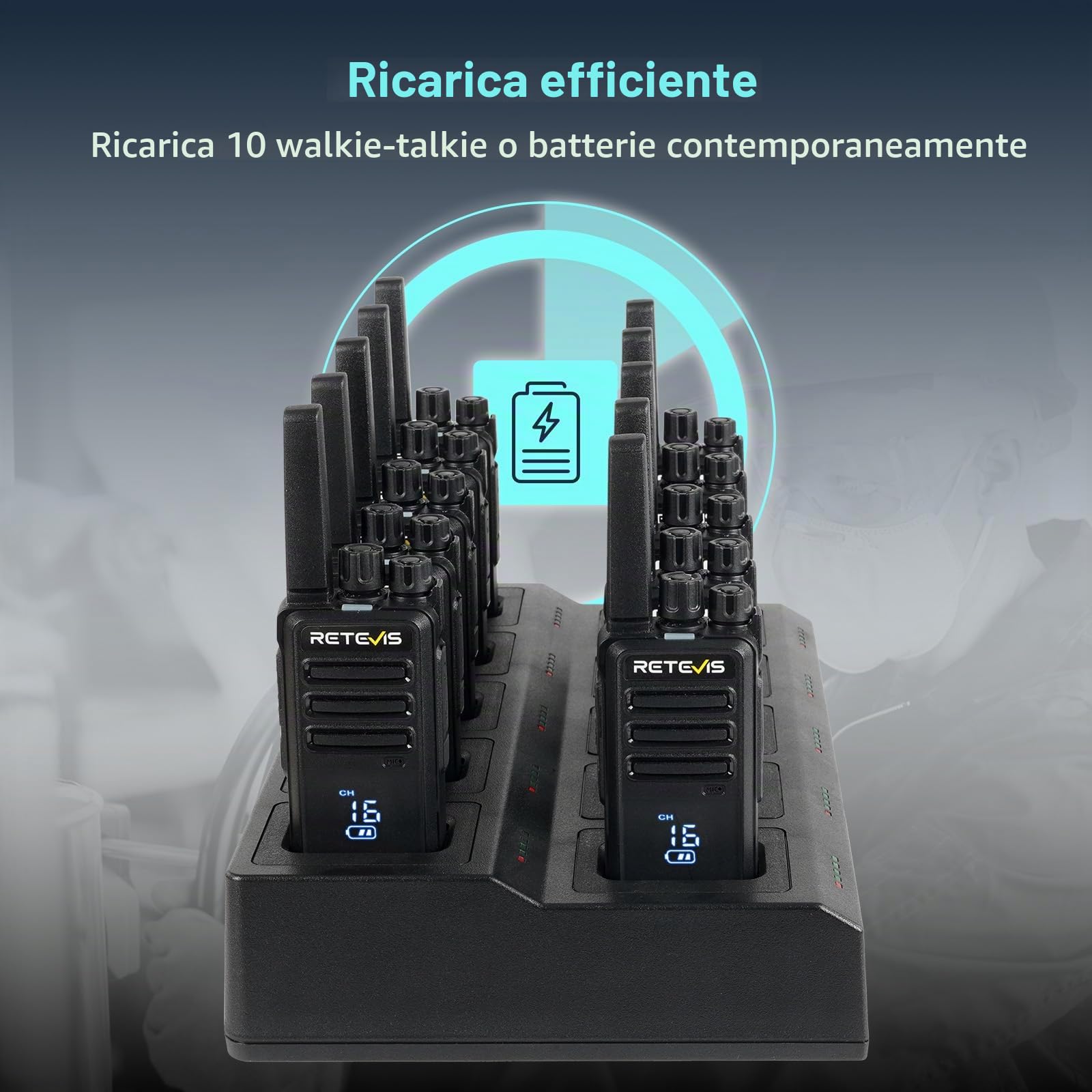 Retevis RT668H Walkie Talkie Display Active View, con Caricatore 10 Vie, Walkie-Talkie VOX Ricaricabile, USB-C, PMR446 Radio Bidirezionale Professionale con Auricolare per Hotel, Sicurezza(Nero,10Pz)