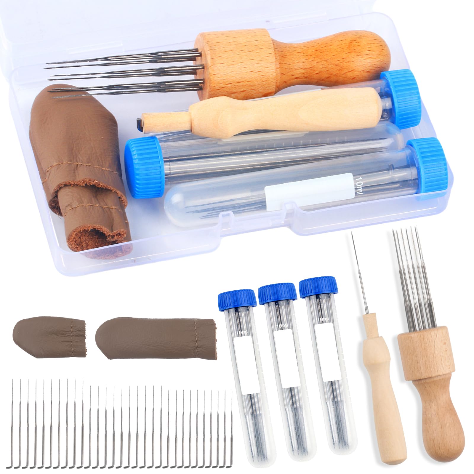 Wool Felting Needle Tools, Needle Felting Supplies Kit, 3 Sizes Felting Needles, Wool Felting Tool Kit, Felt Needles Kit for Beginner, Needle Felting Kit with Wooden Handle for DIY Wool Felting