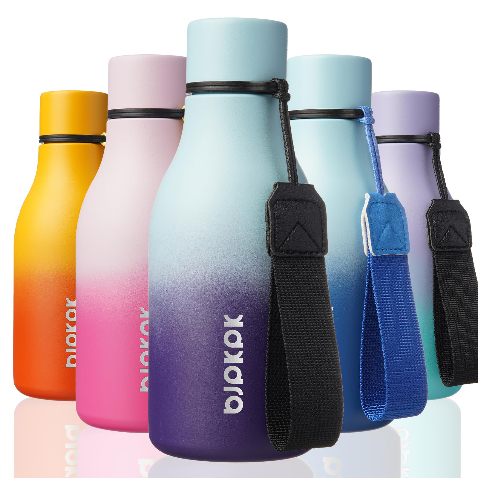 BJPKPK Insulated Water Bottles, 12oz Stainless Steel Metal Water Bottle with Strap, BPA Free Leak Proof Thermos, Mugs, Flasks, Reusable Water Bottle for Sports & Travel, Ocean Dream
