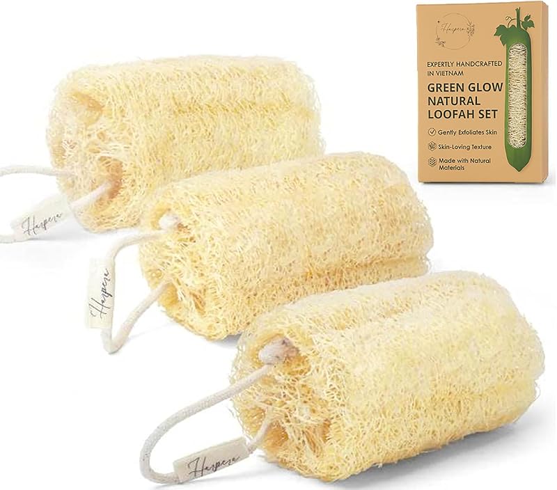 Bucha vegetal natural HARPERA para banho, pacote com 3 unidades