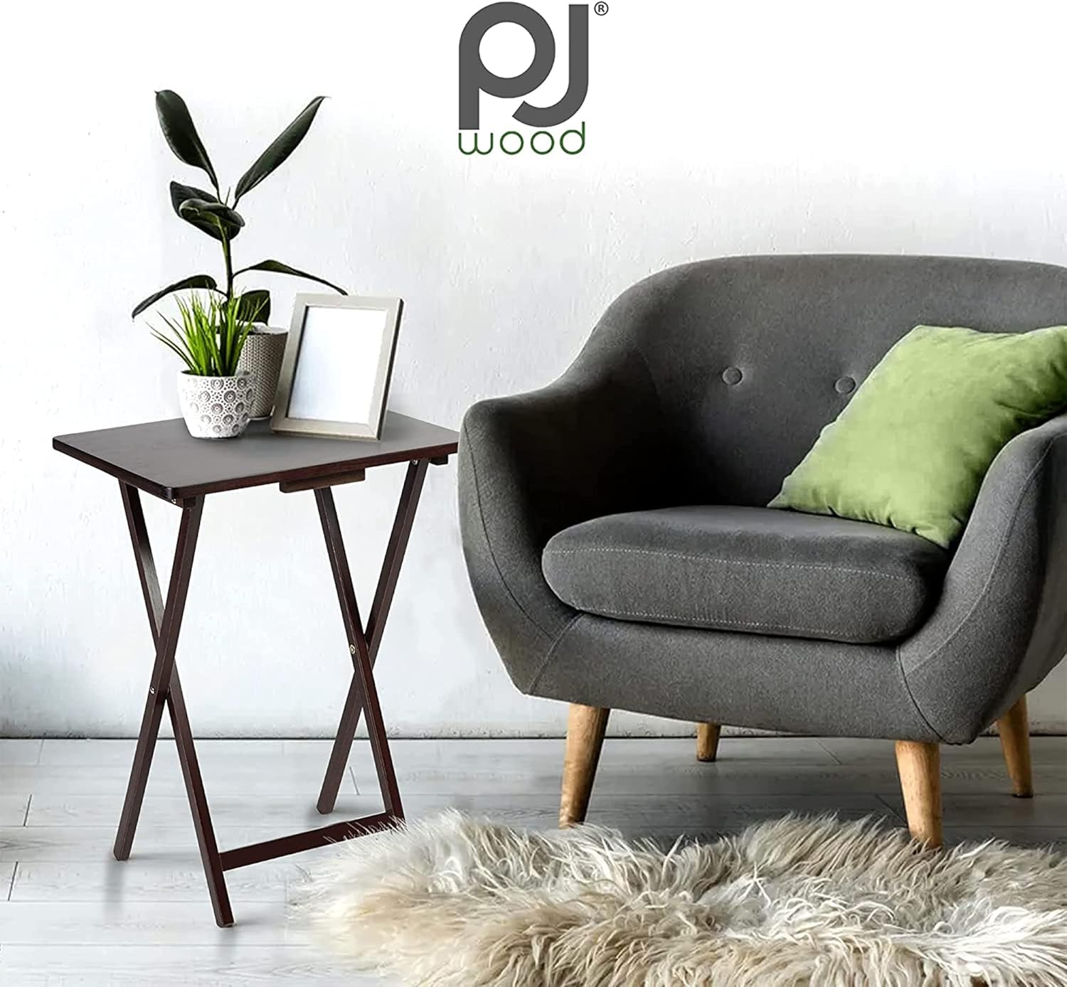 PJ Wood Folding TV Tray and Snack Table Espresso Kenya Ubuy