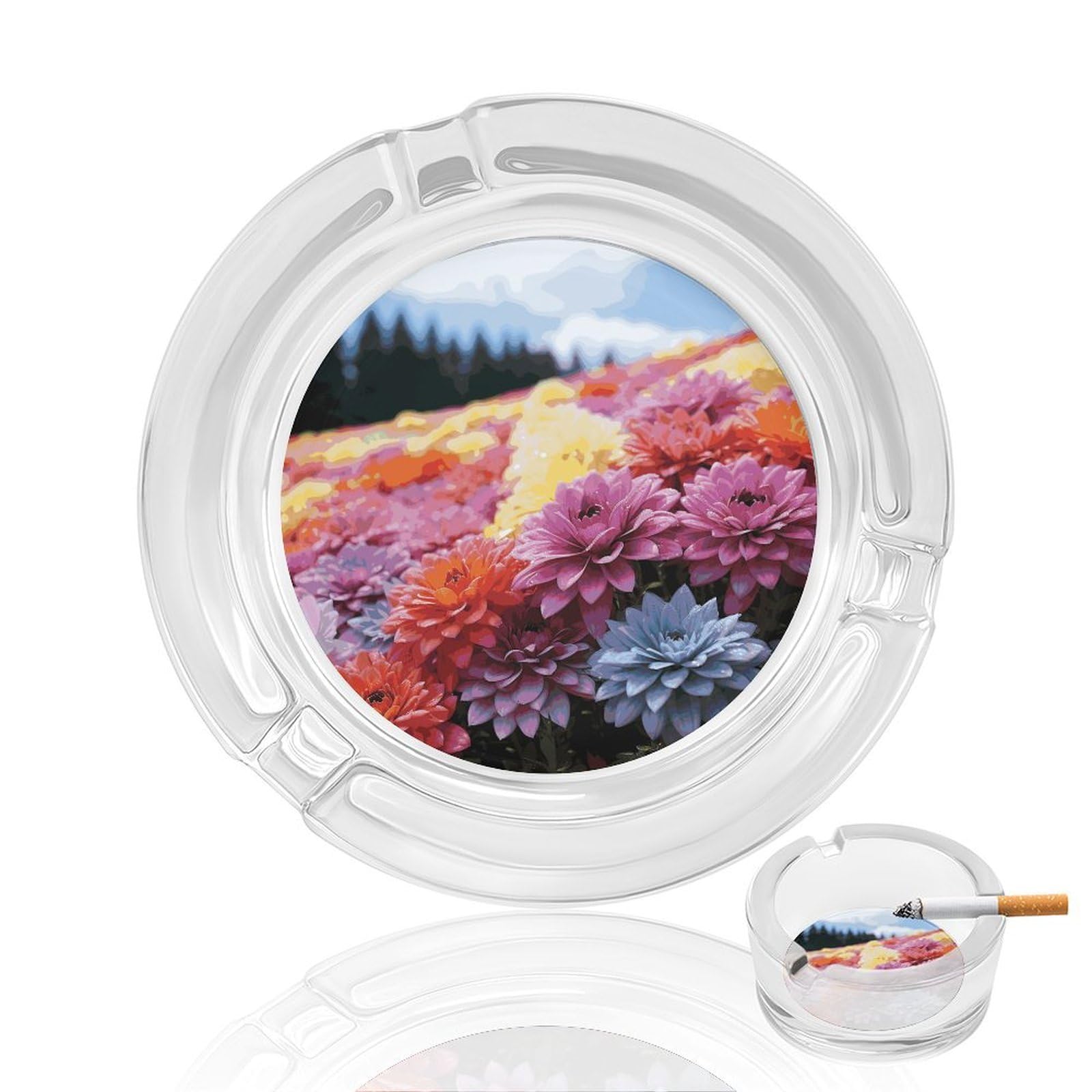 Cendrier sans fumée motif fleurs arc-en-ciel cadeau décoration fumeur