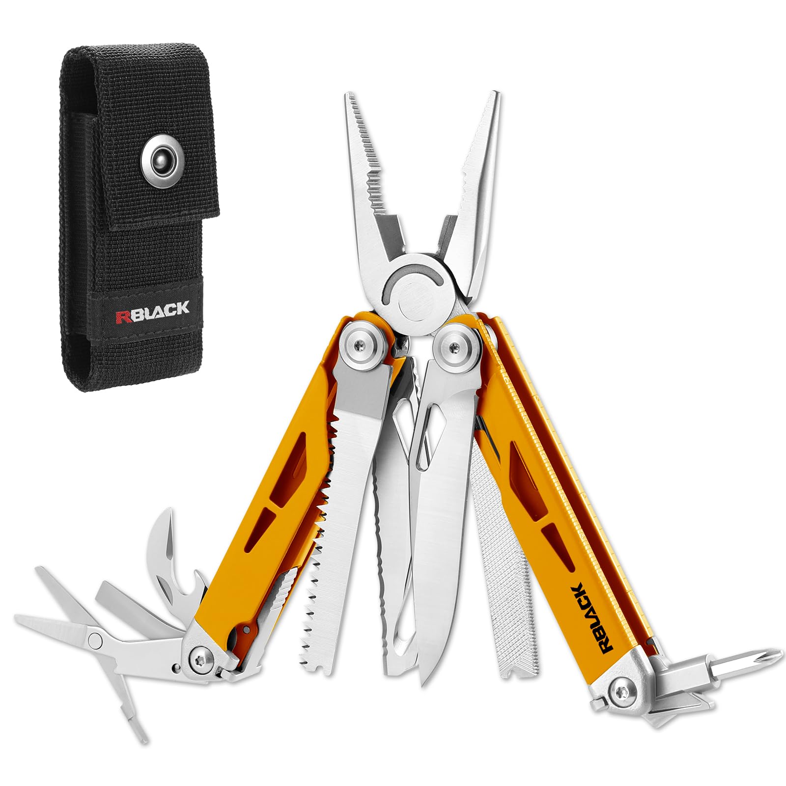 Multitool, 21-in-1 Multi Tool Pliers with Safety Locking and Spring-Action Scissors, Heavy-duty Stainless Steel Multi-tool Set with Nylon Sheath for Work, Home, Garden, DIY & Auto