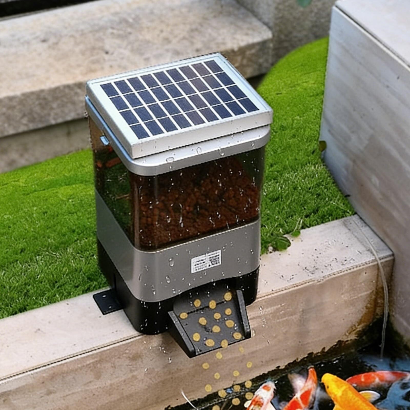 FBJAMZ 10L WiFi Automatic Fish Feeder,For Pond Smart App Control Solar Powered Fish Feeder With Vacation Timer, Moisture Proof Outdoor Auto Feeder For Koi Goldfish Fish