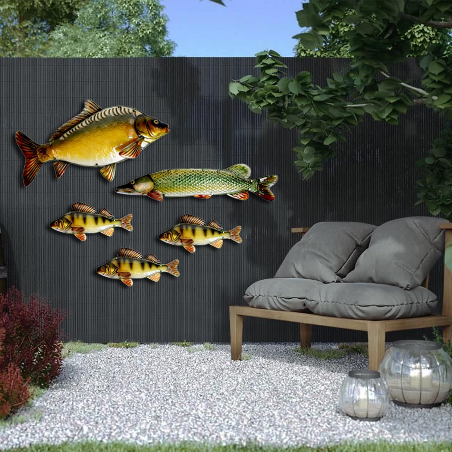 EUROCATCH Spiegel Karpfen - Wanddekoration - 80cm - 3D - Metall und Glas - Kunst - Mancave Deko - Wanddekoration - Geschenkidee