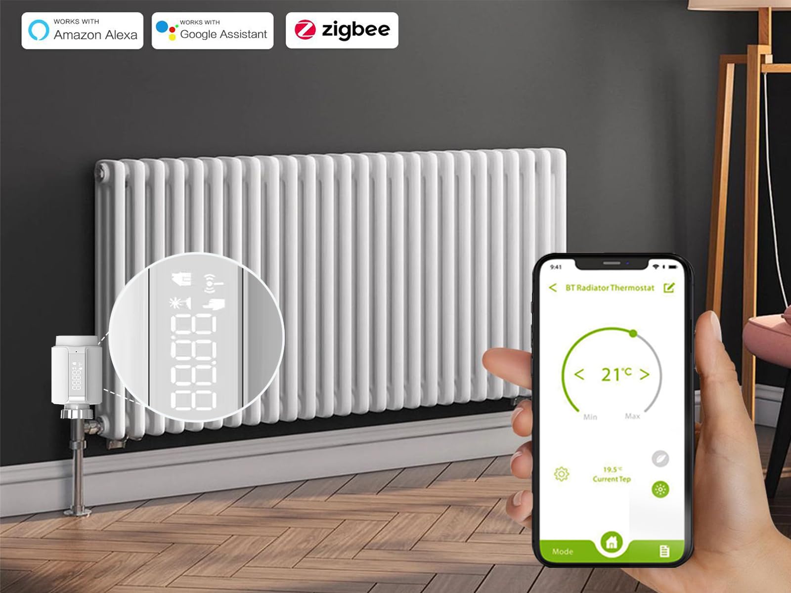 Válvula TRV Zigbee, termostática Inteligente para radiador