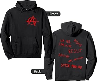 Anarchist Symbol Distressed Political Anarchy Double Sided Pullover Hoodie