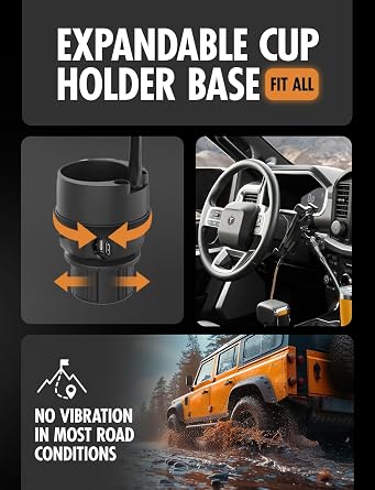 ToughTested Cup Holder Phone Mount for Truck, 9 Gooseneck Adjustable