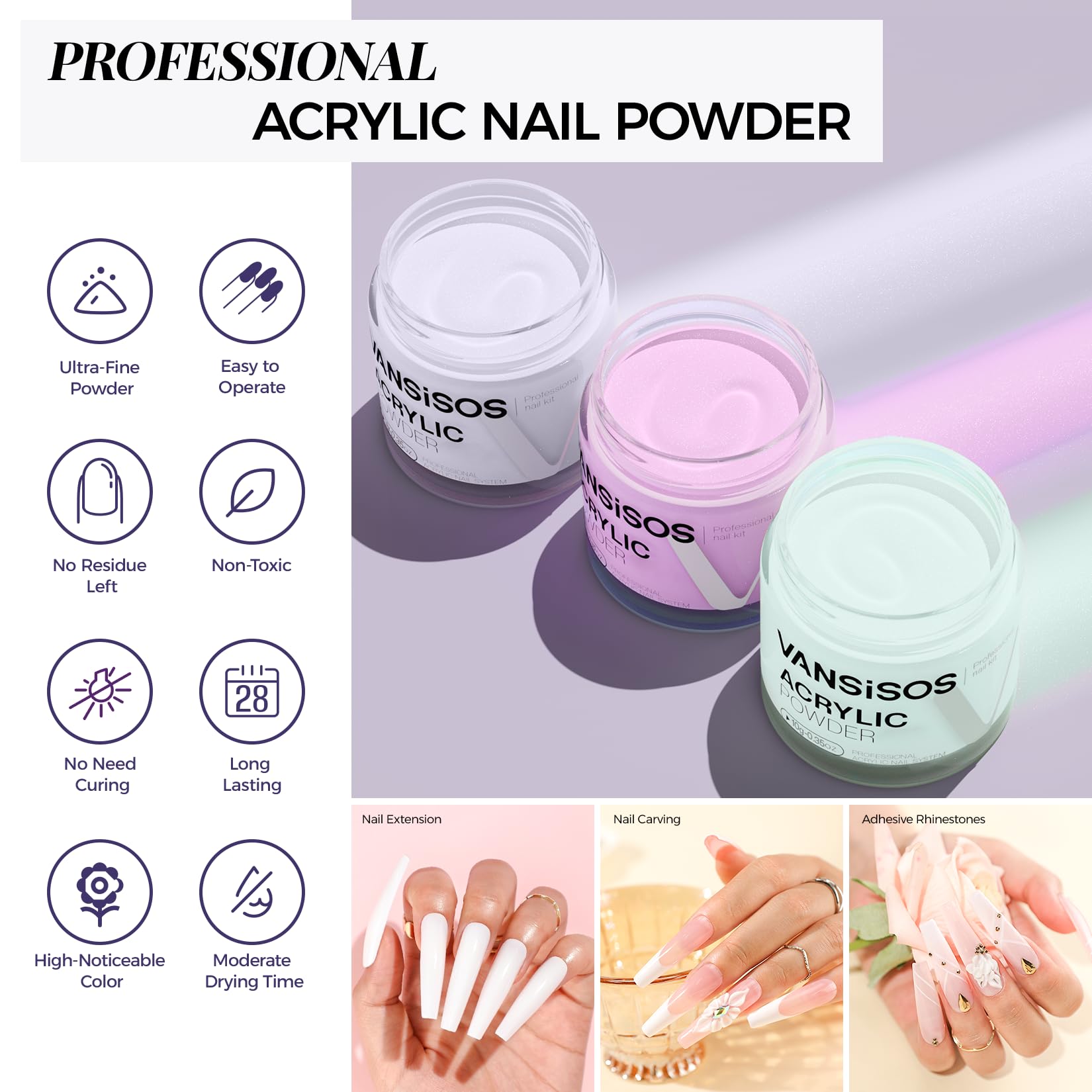 Kit de uñas acrílicas para principiantes: juego completo con polvo acrílico de 24 colores y líquido de larga duración, secado rápido y duradero para manicura de uñas con taladro de uñas y 2