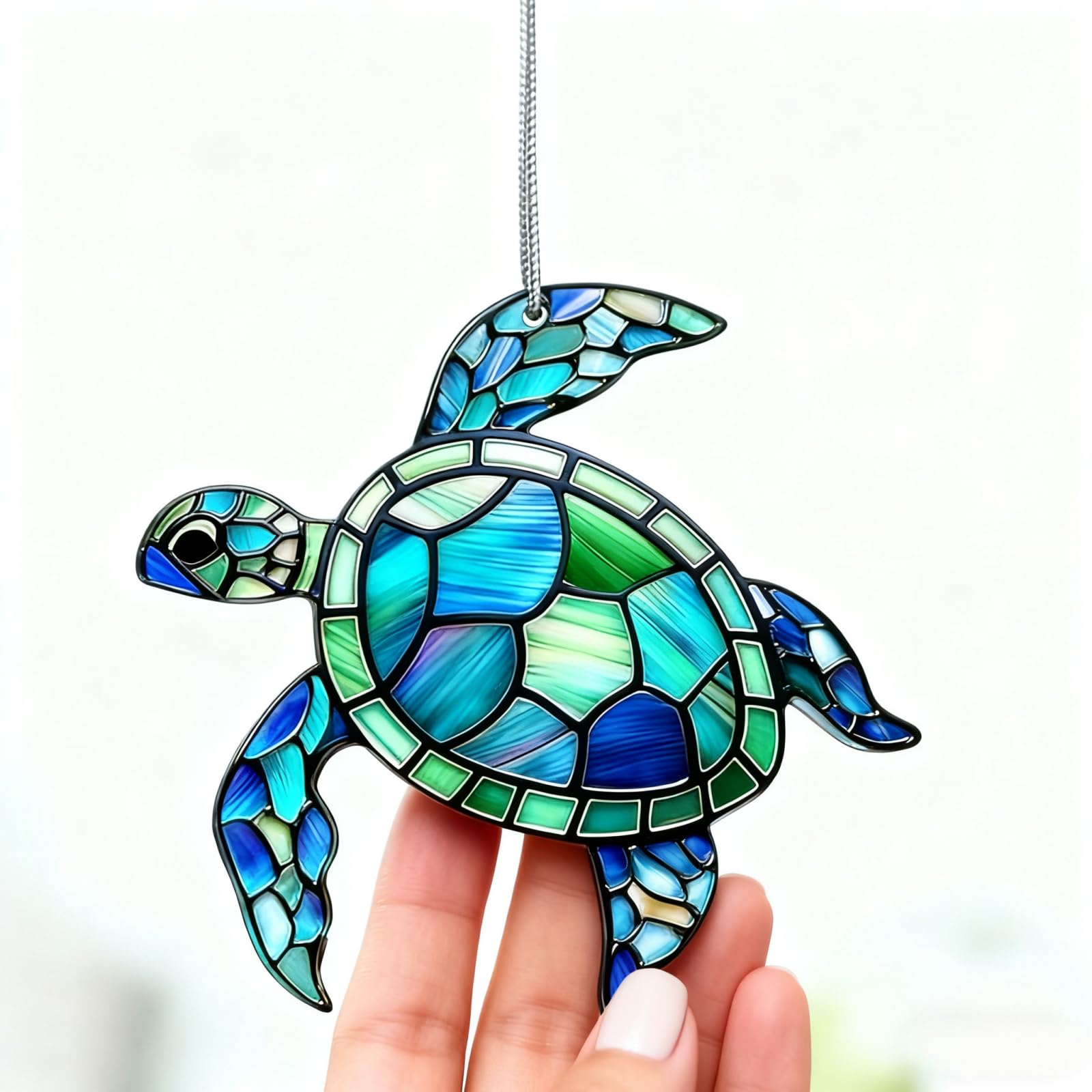 Sea Turtle Acrylic Suncatcher Ornament with Story Card,Sea Turtle Gifts Card for Friends, Beach Ornaments Valentine Birthday Graduation Gift for Friendship Women (Blue)
