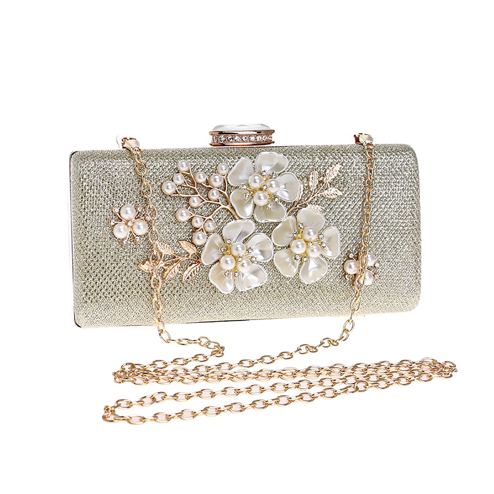 Borsa A Tracolla Da Sera In Raso Con Perle Decorative, Rosa, Ideale Per Matrimoni E Feste