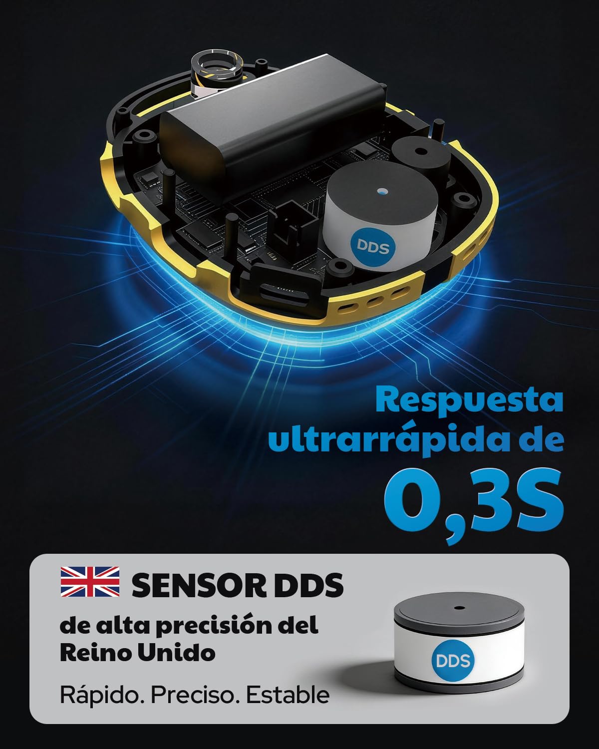 AGT-2000 Detector Portátil de Monóxido de Carbono para Viajes, 240 H en Espera, Detector CO con Alertas Audibles y Visuales, Recargable, con Linterna de Emergencia Integrada