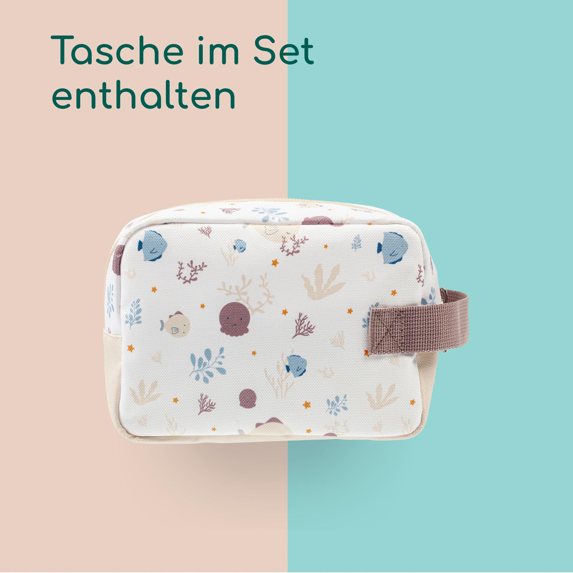 Bebeconfort Hygieneartikel-Set, Babygesundheit und Pflegeset, für Neugeborene ab Geburt, ideal für unterwegs, inklusive Tasche, Under the Sea